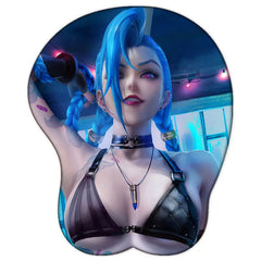 League of Legends Jinx Sexy 3D Breast Mouse Pad Big Gaming Anime Silicone Gel Cute Manga Pad with Wrist Oppai Large Table Mat