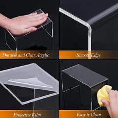 U Shape Acrylic Display Riser Stand, Clear Jewelry Display Riser Shelf Showcase For Dessert Cupcake Shoes Anime Figure Display